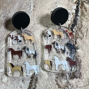 Horse Pattern Earrings | Handmade Boho Western Acrylic Jewelry